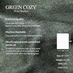 Military Style Wool Blanket – Cushioned, Breathable, Durable, Warm & Washable – Double-Stitched Border– Great for Camping, Outdoor, First Aid, Travel, Car, Fire-Resistant – 64"x90" 4.5lb (Olive Green)