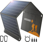 GOODaaa 30W Portable Solar Panel with Three Outputs, USB QC 3.0 Fast Charging Foldable Solar Charger, IP65 Waterproof Panels for Outdoor, Dual USB & One DC Charger for Phones, Tablet, Power Station