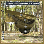 Onewind 11ft Camping Hammock with Mosquito Net and Structure Ridgeline, Lightweight Portable Hammock with 12ft Tree Straps Ideal for Outdoor Hiking Backpacking, OD Green