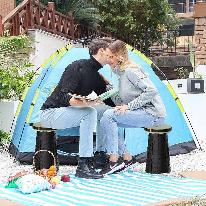 ALEVMOOM Upgraded Folding Stool with Cushion,Portable Collapsible Retractable Stool,Outdoor Chair,Yet More Sturdy Load Capacity 440lbs for Camping Garden Fishing Hiking BBQ with Carry Bag