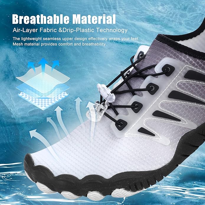 Water Shoes for Men Women, Quick-Dry Barefoot Aquashoes for Beach Swim, Water Sports Like Surf Kayak Yoga, Water Park