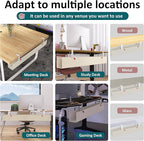Extra Large 48" Under Desk Cable Management Tray for Standing Desk, No Drill Clamp On Wire Hider, Heavy Duty Anti-Sag Cord Organizer, Cable Tray for Studio & Dual Monitors (Beige, 47.8")