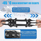 Crampons Ice Cleats for Shoes and Boots Traction Snow Cleats with 9 Studs Snow Cleats Chains Non Slip Rubber Crampons for Hiking Boots Men Women Ice Snow Winter Walking Climbing Fishing