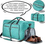 Vomgomfom 65L/85L/115L Foldable Travel Duffle Bag, Lightweight Checked Luggage with Shoe Compartment, Water-Resistant Weekender Overnight Bag for Men & Women