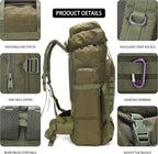 Hiking Backpack for Men 70L/100L Camping Backpack Military Rucksack Molle 3 Days Assault Pack for Climbing