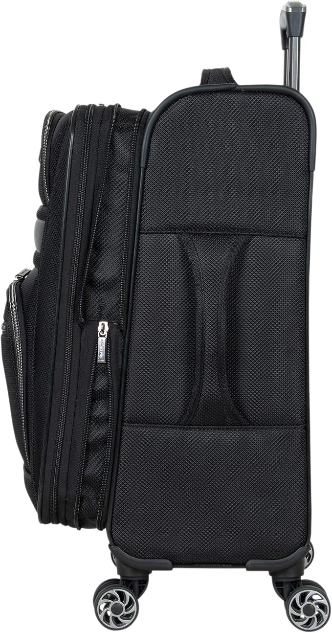 Kenneth Cole REACTION Rugged Roamer Lightweight Softside Expandable 8-Wheel Spinner Luggage, Black, 2-Piece (20” Carry-On/28” Check Size)