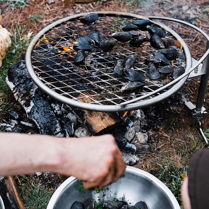 Outpost Grill 19 - Standalone Campfire Grate - Breeo X Series Accessory - Stainless Steel, Durable, USA Made - Campfire Grill Grate - Camping Cooking Rack with Carrying Bag - Fire Pit Accessories