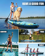 11'6x35'' Extra Wide Inflatable Paddle Board,All-Round Ultra Stable Stand Up Paddleboards with Plus Kits for 450lb/3 People/Family,Dual Bungees, Camera Mount, 100L Backpack, Dual-Action Pump