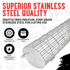 Rolling Grill Basket, New Opening Design, Extra Sturdy Cylinder Grilling Basket, Food Grade Stainless Steel, Large Portable Outdoor Camping accessories BBQ Net Rack, Cooking Griller for Fish, Vegetables, and More - Gifts for Men Dad Husband - Set of 2