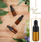 200 Pcs Mini Glass Oil Dropper Bottle Bulk, Clear Essential Small Empty Bottles Sample Containers Perfume Liquid Vials with Cap for Traveling (3 ml,Amber)