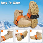 Ice Cleats Snow Traction Cleats for Walking on Snow and Ice Mid-Sole Non-Slip Crampon with Adjustable Straps 7 Tungsten Studs for Secure Grip Anti Slip Crampons for Walking Jogging Hiking