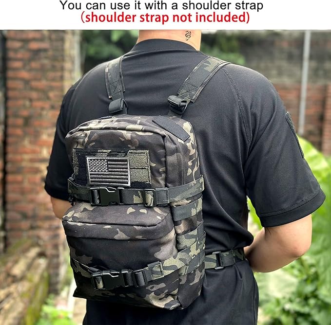Tactical Mini Molle Hydration Pack,Molle Hydration Carrier with US Flag Water Resistant,Hydropack for Tactical Vest Backpack