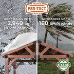 Backyard Discovery Arlington 12' x 10' Cedar Wood Outdoor Gazebo Pavilion with Hardtop Galvanized Steel Peak Roof, Snow Support, Wind Resistance, PowerPort, Shade for Garden, Patio, Deck, Entertaining