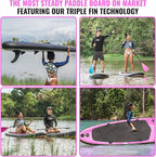 Crew Axel Inflatable Paddle Board 10’33’6” Extra Wide & Lightweight (18lb) Paddle Board – Premium SUP Set Includes 2 Bags, Floating Paddle, Camera Mount, 3 Fins, Dual Pump Kit