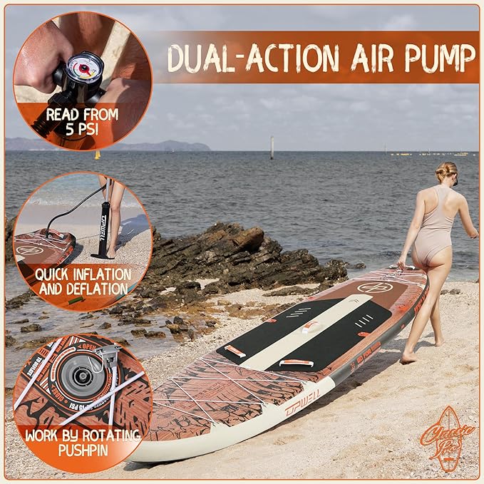 UPWELL 10'6"/11'/11'6" Inflatable Paddle Board, Stand Up Paddlboard for Youth & Adults, Stable Design, Premium SUP Accessories, Backpack, Leash, Hand Pump, Fins