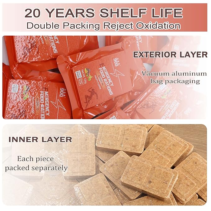 Emergency Food Bars - Fruity Hardtack, Mre Meals Military 2025, Emergency Meals Ration Bars, Camping Hiking Survival Food High Calorie Bars, 12 Count, Long Shelf Life