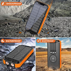 Solar Charger Power Bank 49800mAh Wireless Battery Pack PD18W QC3.0 Fast Charging Built in 3 Cables with USB-C 6 Outputs & 2 Inputs for Cell Phone