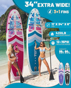 DAMA 11'*34"*6" Inflatable Paddle Board, Paddle Boards for Adults,Sup,Lightweight and Durable, Easy to Inflate, Versatile in Style, Fully Functional, Equipped w/High Grade Accessories.