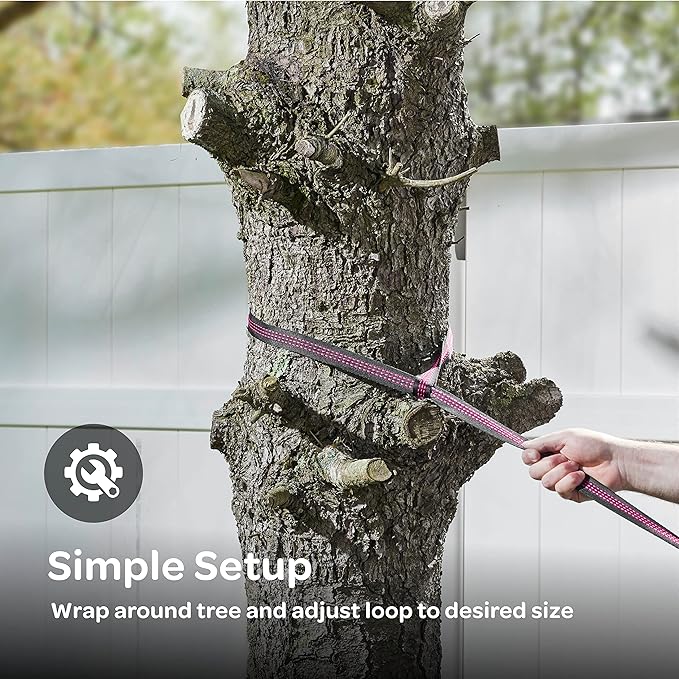 Durable Hammock 500 lb Capacity, Nylon Camping Hammock Chair - Double or Single Sizes w/Tree Straps and Attached Carry Bag - Portable for Travel/Backpacking/Beach/Backyard (Large, Fuchsia & Sky Blue)