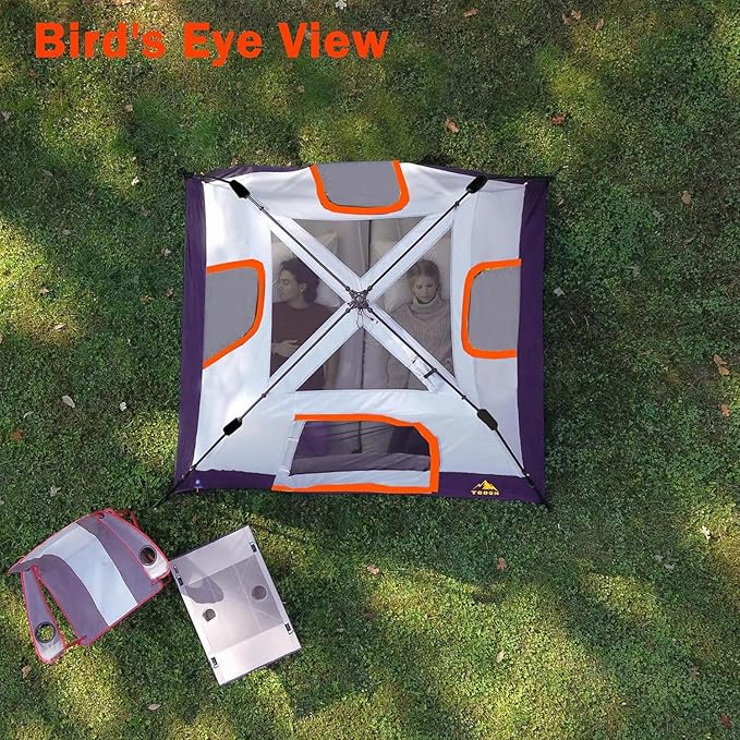 3/4 Person/6 Person Camping Tent Fast Cabin Tent with Instant Setup Tent, Weatherproof Tent Easy Quick Set Up & Pop Up in 60 Seconds with Rainfly Backpack for Family Camping,Upgraded Ventilation