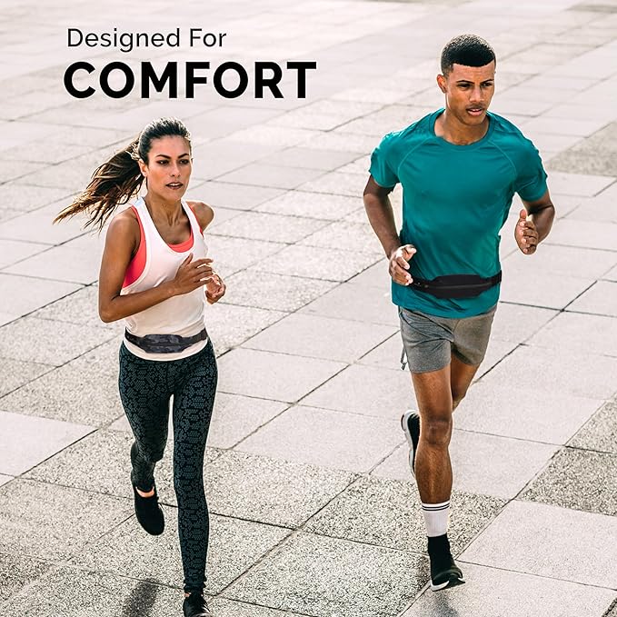 Back Bay Slim Running Belt for Women & Men [Fits ALL Phones], Runners Fanny Pack for Men, Money Belt, Running Gear Gift, Waist Bag Workout Gear, iPhone Runner's Phone Holder Waist Pack