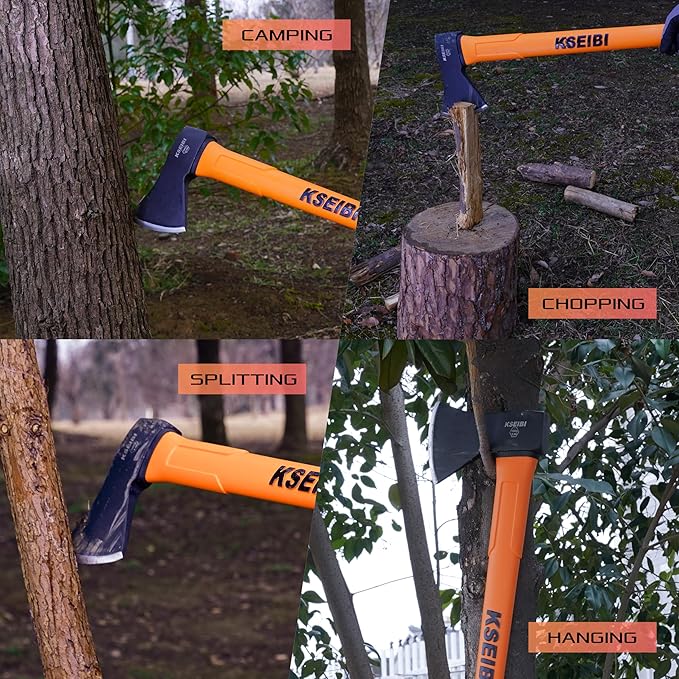 KSEIBI 36-Inch Splitting Axe - Forged Carbon Steel, Wood Chopper & Kindling Axe for Chopping, Heavy-Duty Maul with Ergonomic Fiberglass Handle, Shock Reduction, Anti-Slip Grip