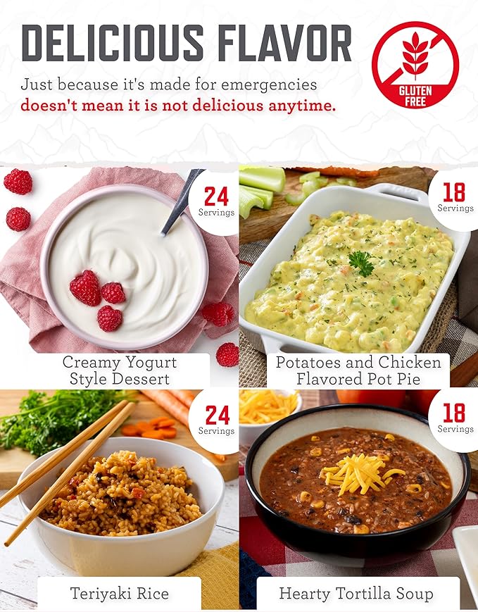ReadyWise Emergency Food Supply - 84 Servings Gluten Free Survival Food Bucket, Dehydrated Meals & Freeze Dried Food for Backpacking, Camping Essentials & Emergency Supplies, up to 25 Year Shelf Life