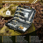Jellas Professional 15-Piece Hunting & Outdoor Gear Set | Game Processing Kit with Field Dressing Tools, Bone Saw, Gut Hook, Fixed Blade, Boning, Skinning & Fillet Blades | Heavy-Duty Portable Case