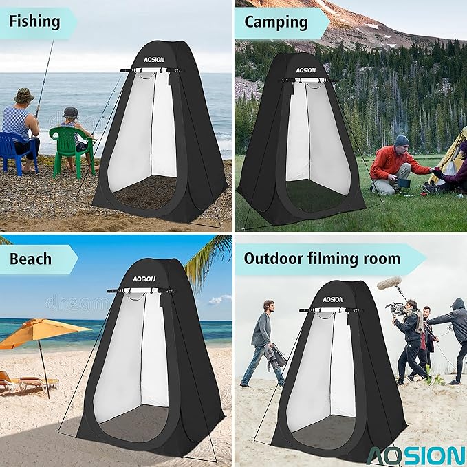 AOSION Privacy Shower Tent,Pop Up Changing Tent,Camp Bathroom Changing Dressing Room,Sun Sunshade Canopy Outdoor Rain Shelter for Camping Hiking Beach Picnic Fishing. (Black)