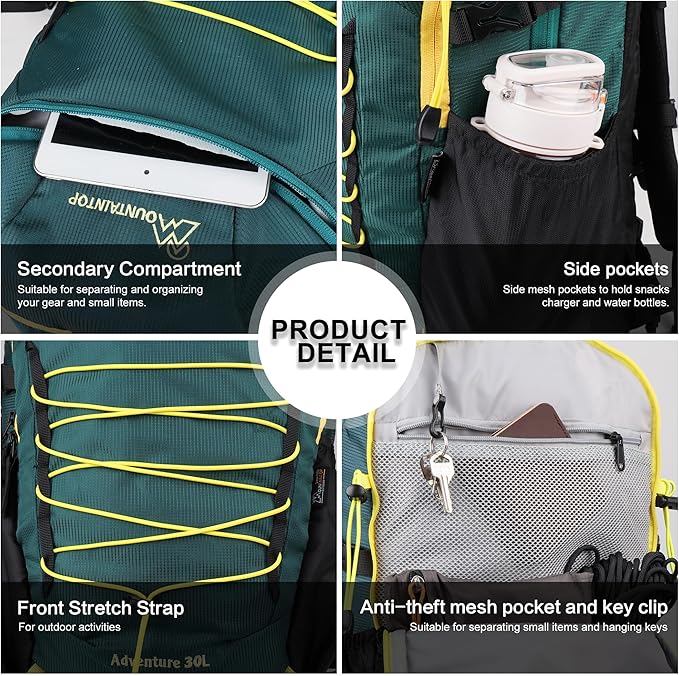 MOUNTAINTOP Hiking Backpack,25/30L Camping Backpack, Men Women Hiking Daypack Lightweight Travel Backpack for Climbing