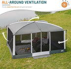 Screen House Tent 13x9ft Screen Room Mesh Gazebos w/ 2 Magnetic Doors, Included Projection Screen, Camping Tent Screened Canopy Shelter for Outdoor Patios Backyards Activities (Gray)