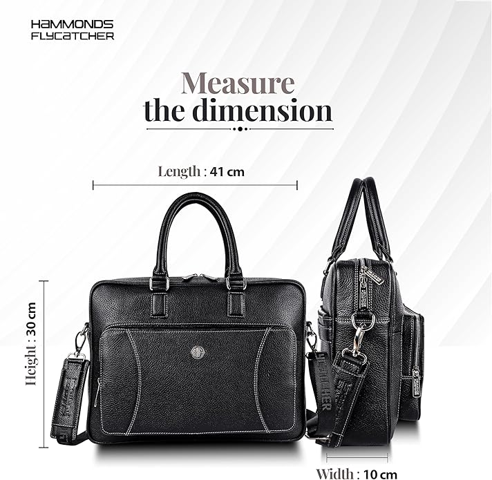 HAMMONDS FLYCATCHER Genuine Leather Laptop Bag for Men, Padded 15.6" Laptop Sleeve, Leather Messenger Bag for Men Briefcases