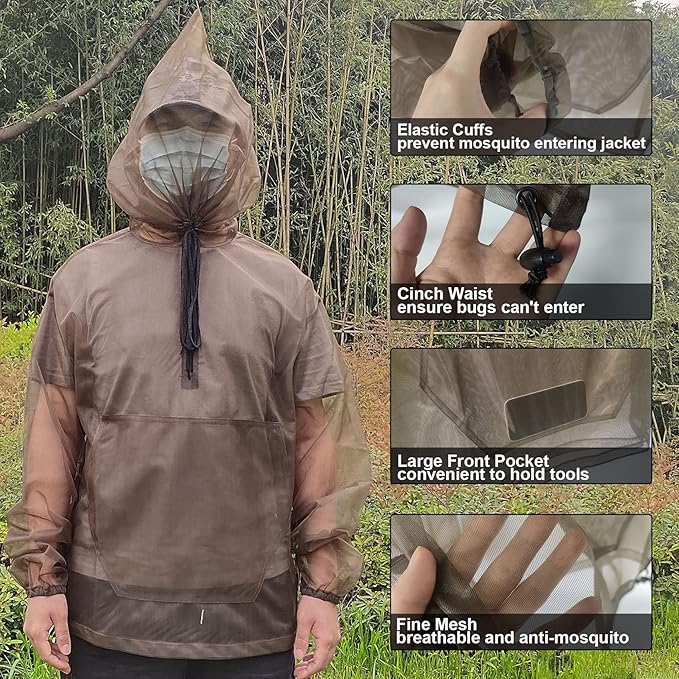 Aventik No-See-Um Mesh Mosquito Jacket Mosquito Pant for Outdoor, Multiple Sizes to Fit Everyone Stay Safe and Cool