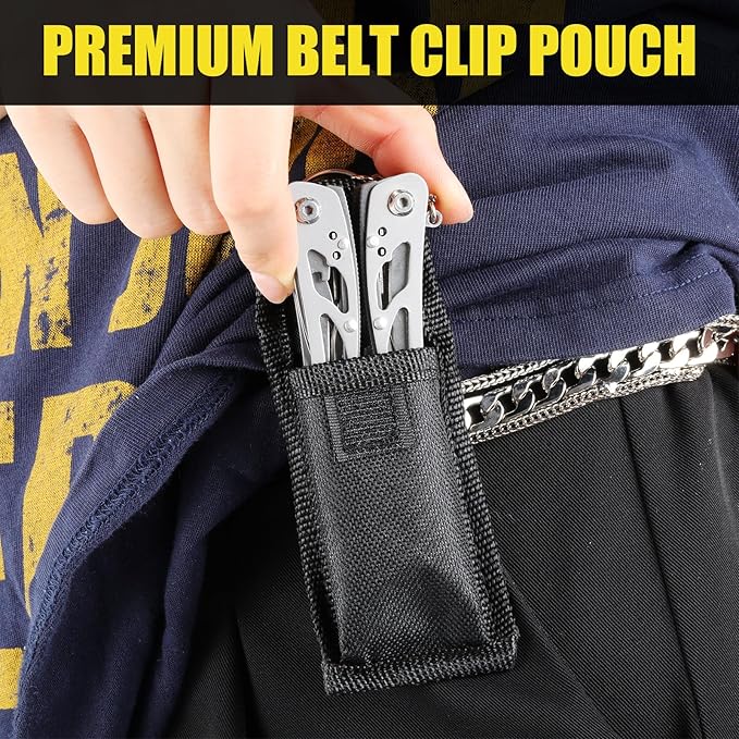 Lasnten 10 Sets Small Multitool Pliers Gift for Men, Stainless Steel Multi Tool with Oxford Cloth Cover, Pliers Foldable Knife Bottle Opener Screwdriver Apply to Camping Dad Gifts(Gray)