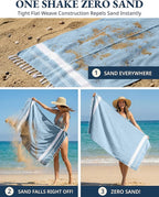 LANE LINEN Beach Towel 4 Pack, Oversized Beach Towels for Adults, Lightweight Travel Beach Towels, Pre-Washed for Soft Hand Feel, Quick Dry Beach Towels, 39"x71" - Sky Blue