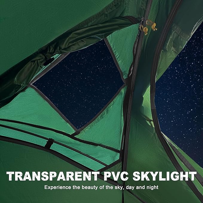 2-3 Person Backpacking Tent Double Doors 2 Vestibule 2 Skylight, Two Person Tents Waterproof Windproof 2 Man Tent for Camping Hiking Motor Cycling Biking Fishing Mountaineering UPF 50+