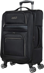 Kenneth Cole REACTION Rugged Roamer Lightweight Softside Expandable 8-Wheel Spinner Luggage, Black, 20-Inch Carry-On
