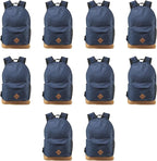 DISCOUNT PROMOS Multipurpose Laptop Backpacks Set of 10, Bulk Pack - Lots of Features for Everyday Use, Perfect for Employess, Businessman - Blue
