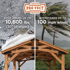 Backyard Discovery Norwood 16 ft. x 12 ft. Cedar Wood Gazebo,Thermal Insulated Steel Roof, Durable, Supports Snow Loads and Wind Speed, Rot Resistant, Backyard, Deck, Garden, Patio Light Brown