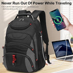 Boavan Laptop Backpack for men, 17.3 inch Laptop Bag with USB Port, Waterproof Travel Work Backpack Purse, Anti-Theft Teacher Nurse Doctor Casual Bookbags Office Business backpack，Black&Dark Grey