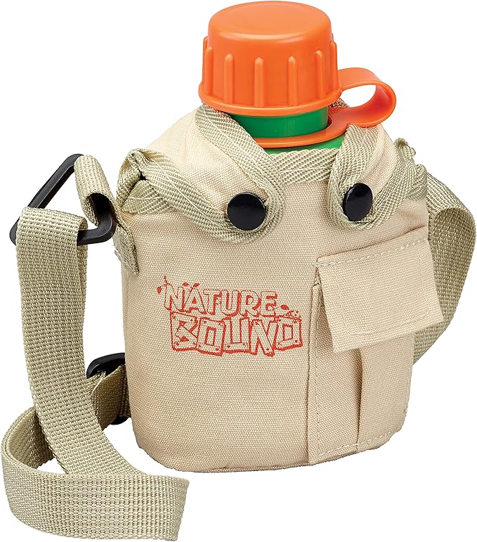 Nature Bound Water Hydration Canteen for Little Kids with Handy Pocket, Adjustable Strap, Snap On Canvas Cover, 16 Ounce Capacity, and Screw-On Lid (for Little Boys and Girls Age 3 and Up)
