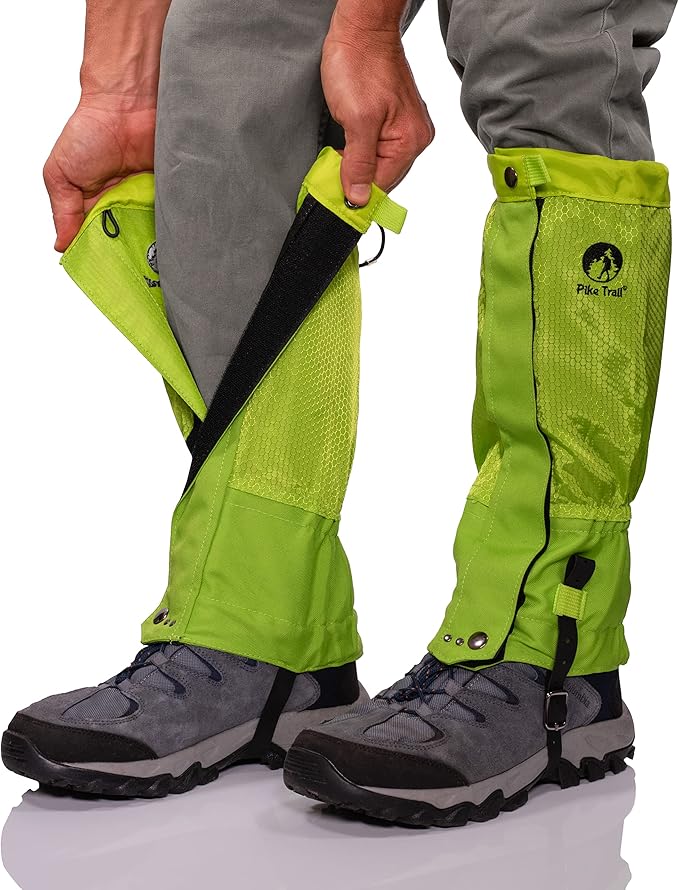 Pike Trail Adjustable Leg Gaiters - Lightweight, Waterproof - Leg Guards for Men & Women - Hiking Essentials Ideal for Hunting, Trekking & Fishing - 1 Pair