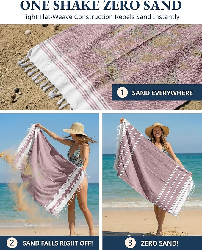 LANE LINEN Pool Towels, Turkish Beach Towels Oversized Set of 6, Pre-Washed,No Shrink, Quick Dry Travel Towel,Stylish Beach Towel for Women, Absorbent & Sand Free Towel, 39"x71"