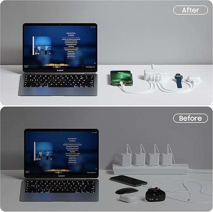 USB C Charger Block, 45W 4 Port USB C Fast Charging Station Hub Cube Brick for Multiple Devices, Travel Charger USB Power Strip Adapter Plug for iPhone 16 15 14 13 Pro Max, iPad, MacBook Air, Samsung