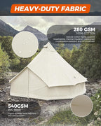 KingCamp Canvas Bell Yurt Tents, 4 Seasons Large Waterproof & Windproof Luxury Glamping Tent w/Stove Jack for Family Outdoor Camping, Hunting, Parties
