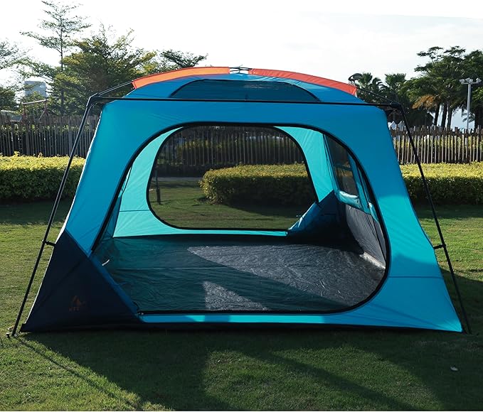 KTT Extra Large Tent 12 Person,Awning Family Cabin Tents,2 Rooms,3 Doors and 3 Windows with Mesh,Straight Wall,Waterproof,Double Layer,Big Tent for Outdoor,Picnic,Camping,Family Gathering