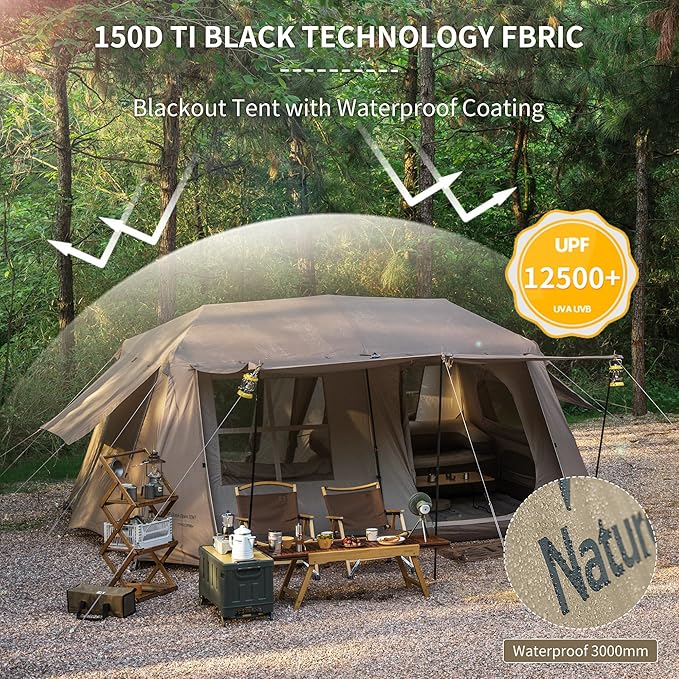 Naturehike Village Instant Tent, 4 Person 8 Person Camping Tent with Full Rainfly, Waterproof Large Cabin Tents for Car Camping
