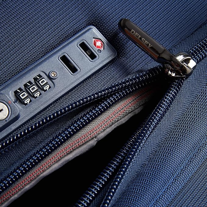 DELSEY PARIS Helium DLX Softside Expandable Luggage with Spinner Wheels, Navy Blue, 3 Piece Set (20/25/29)