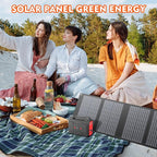 Apowking Portable Solar Panels 40W, Foldable Solar Panel Charger for 100-300W Portable Power Station, with Adjustable Kickstands, DC 18V Output, USB 3.0 and Type-C Ports for Camping Van RV Trip