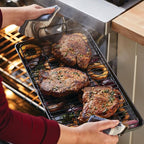 Anolon Advanced Home Hard Anodized Nonstick Double Burner Griddle/Grill Pan with Roasting Rack, 10 Inch x 18 Inch, Bronze